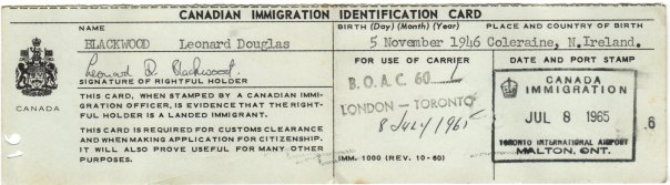 Immigration card