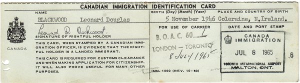immigration card